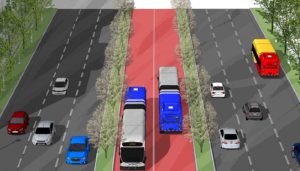 Rendering of bus lanes